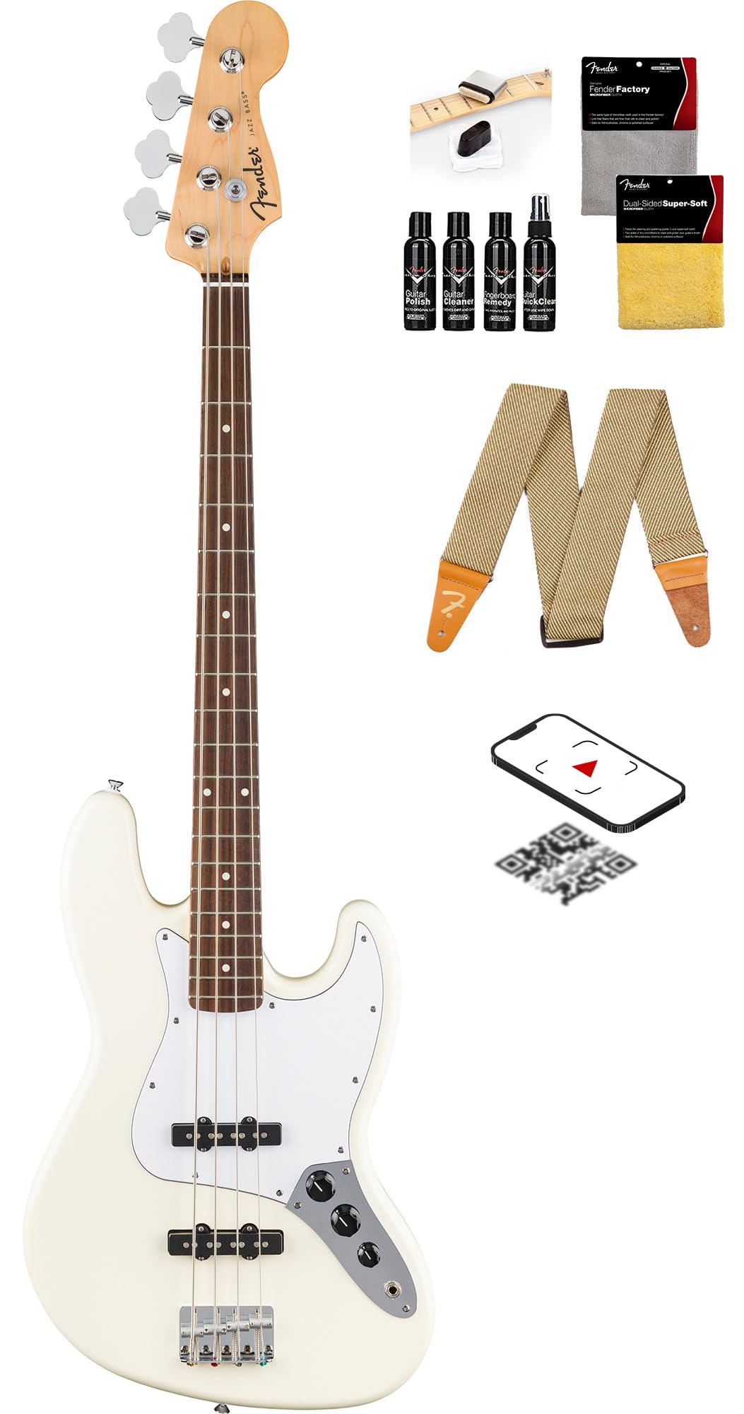 Amazon.com: Fender Standard Jazz Bass - Olympic White Bundle with